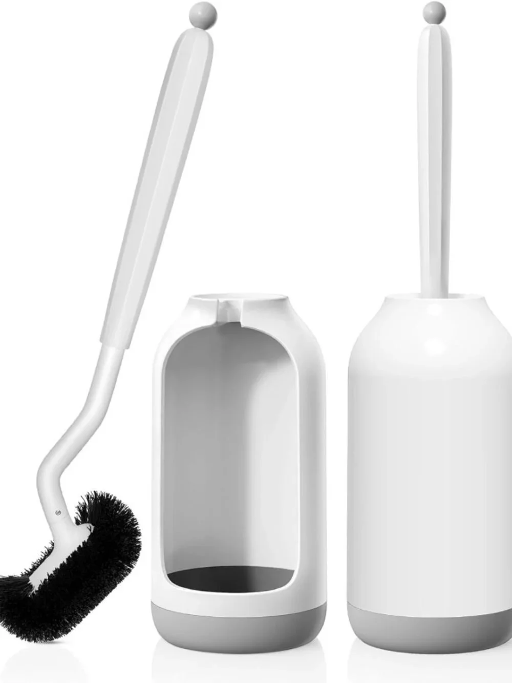 Toilet Bowl Brush Holder Set - 2 Pack Deep Cleaning Scrubber with Curved